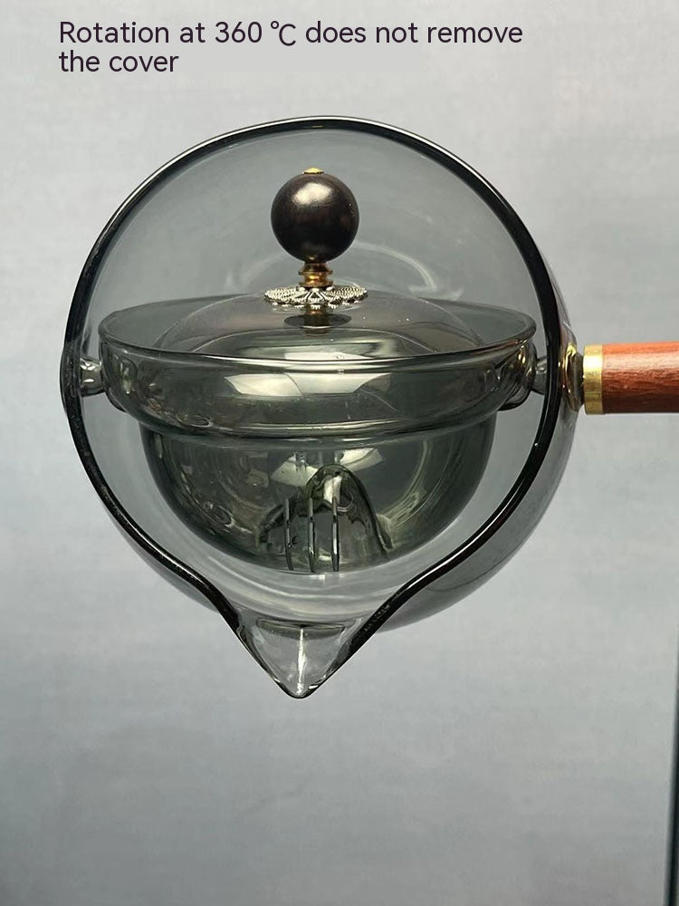 Théière rotative en verre résistante à la chaleur