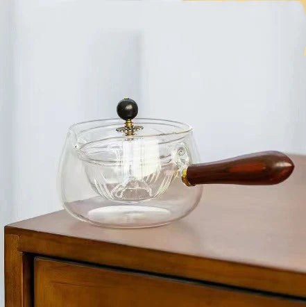 Théière rotative en verre résistante à la chaleur