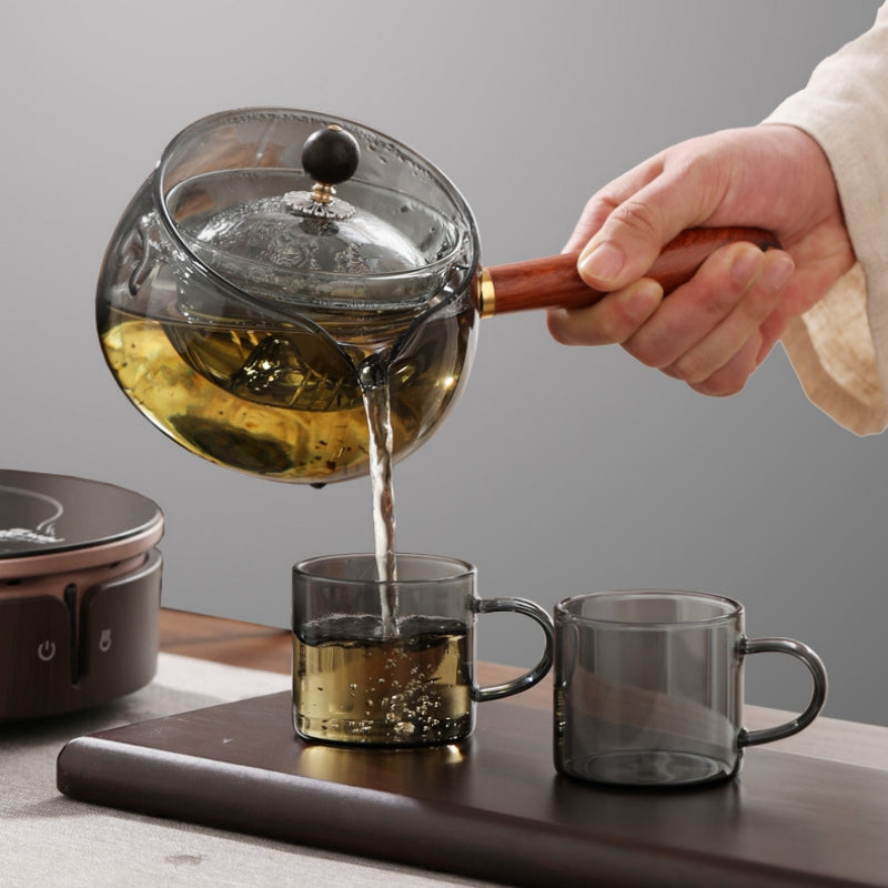 Théière rotative en verre résistante à la chaleur