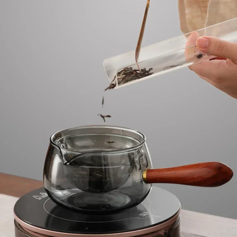 Théière rotative en verre résistante à la chaleur